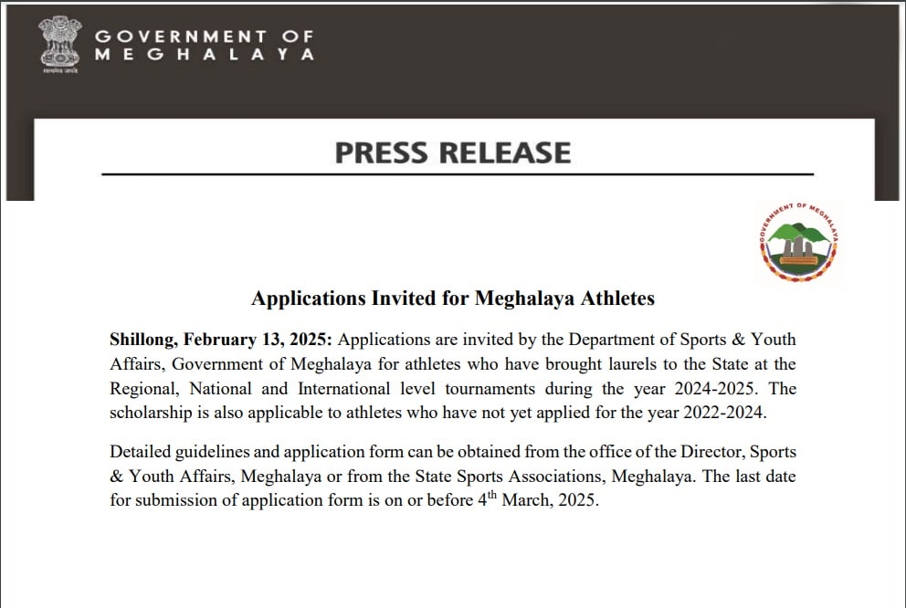 Meghalaya Sports Scholarship 2025